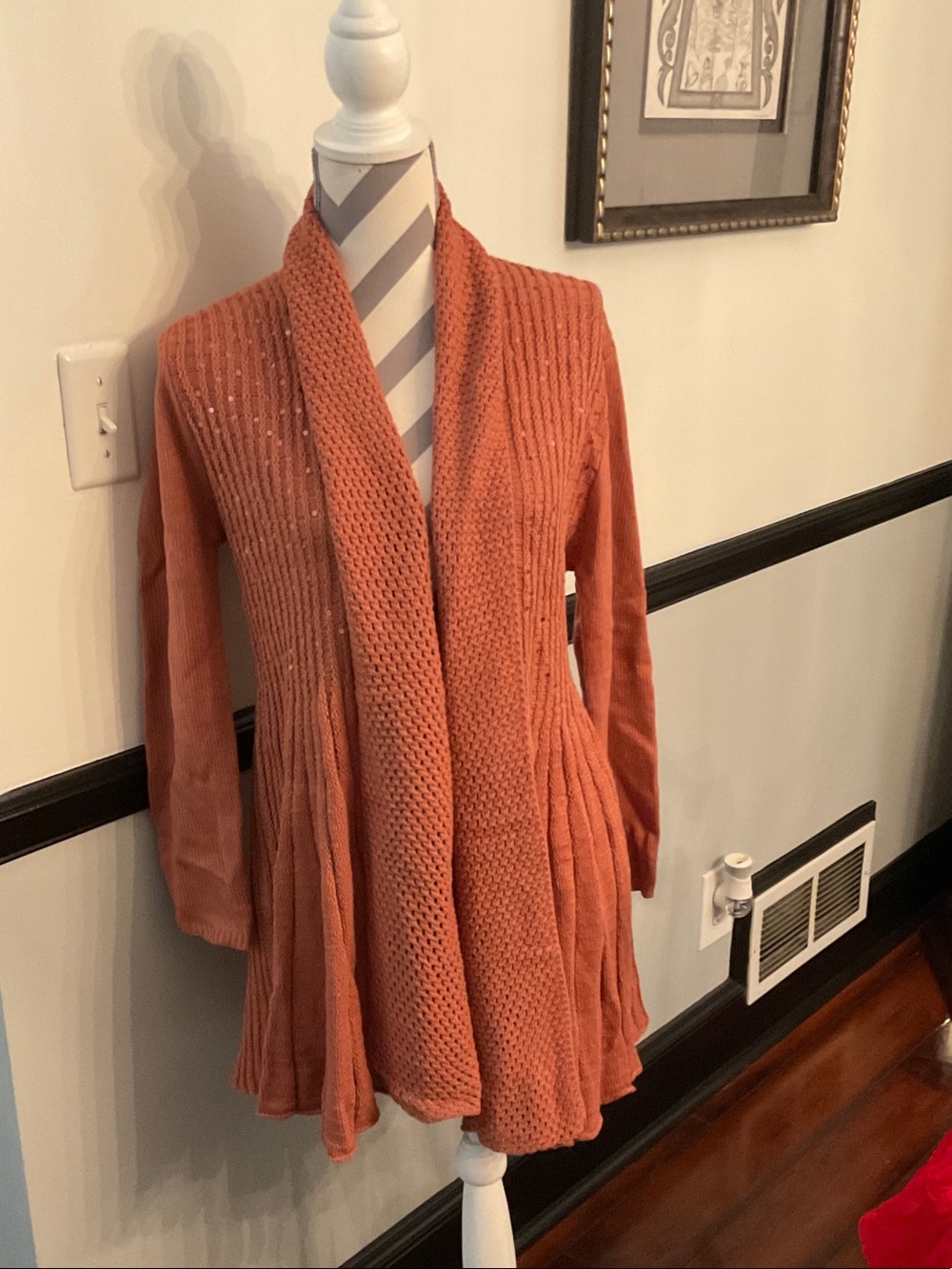 Soft Surroundings Rust Open-Front Knit Cardigan